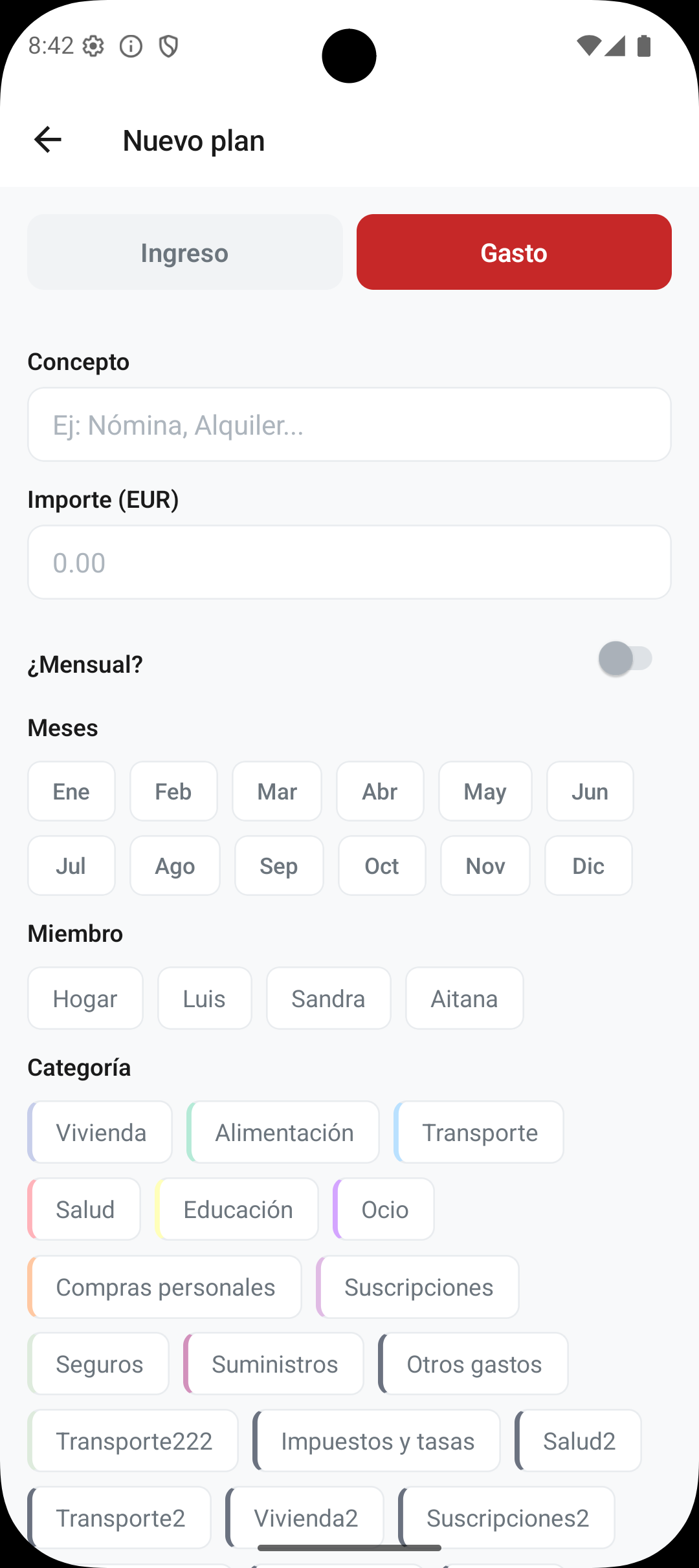Añadir movimiento planificado