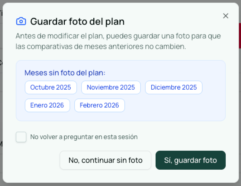 Aviso de foto del plan antes de modificar