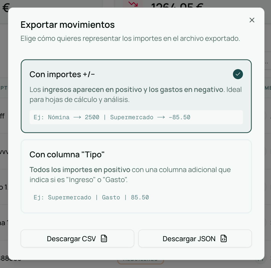 Exportar movimientos