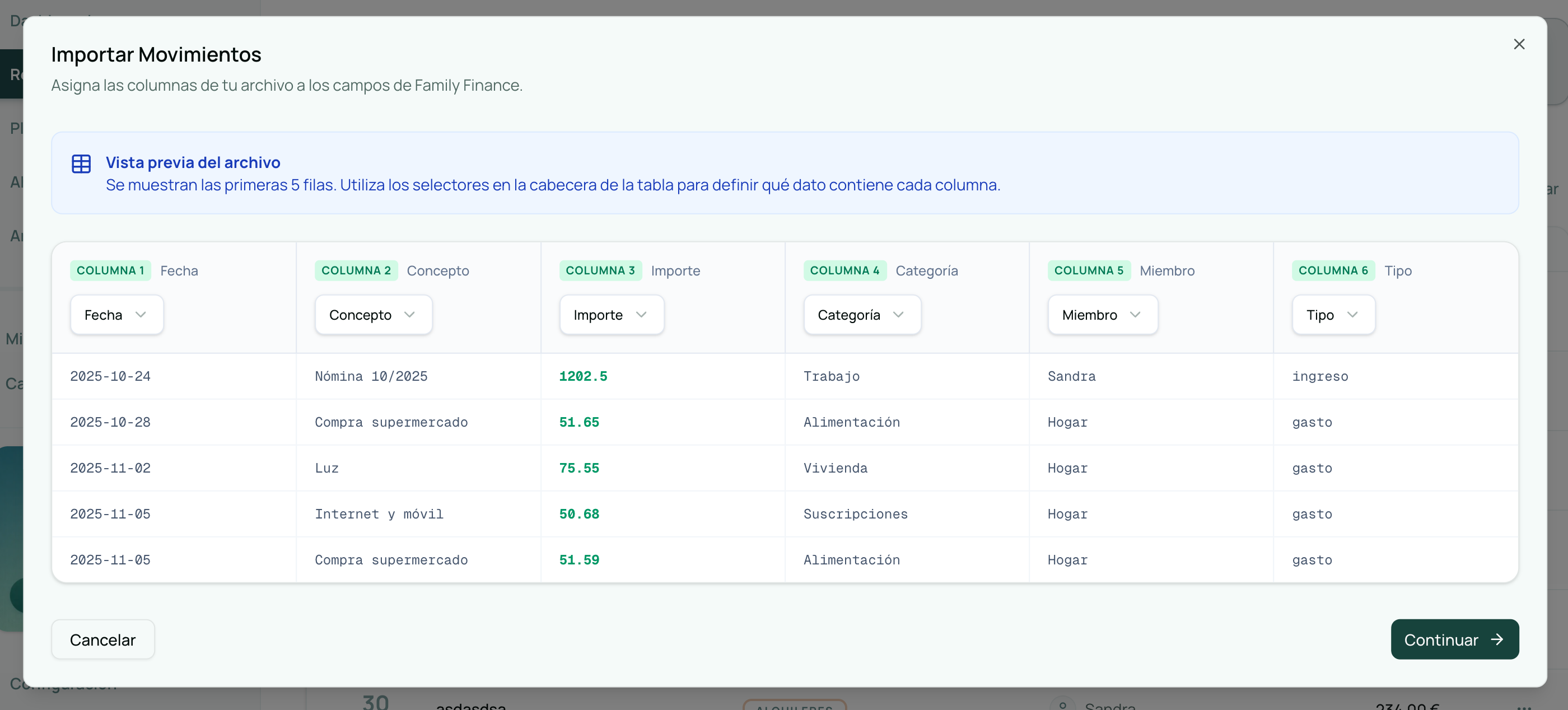 Importar desde archivo
