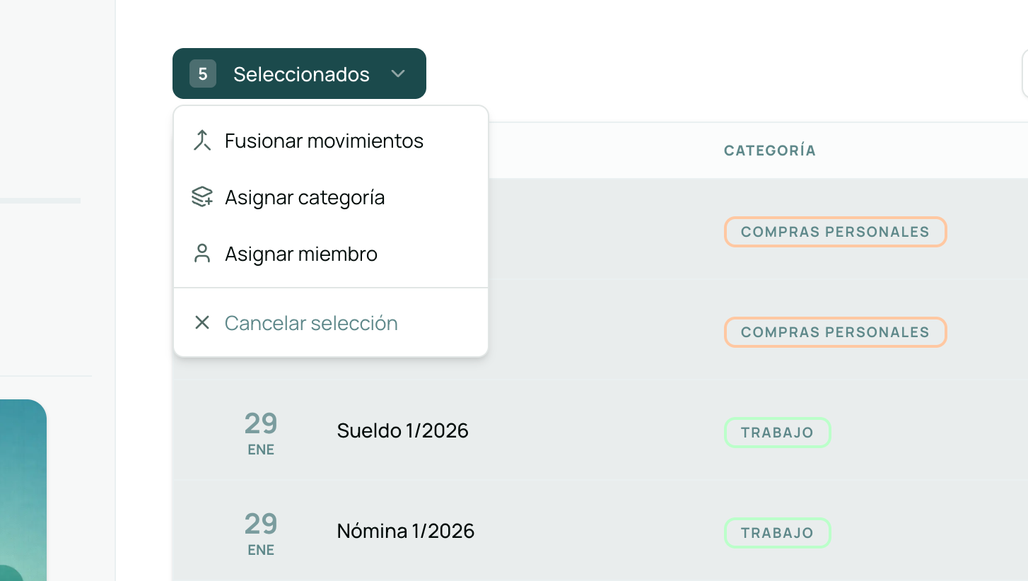 Seleccionar varios movimientos